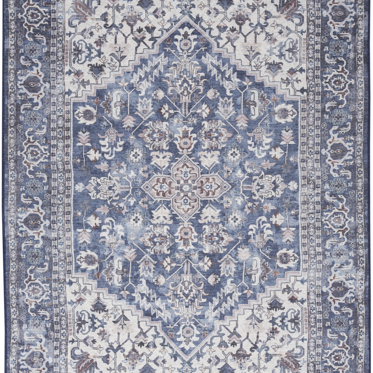 Edge Collections - 6' X 9' - Gray - Floral Distressed Washable Area Rug - 1 Piece